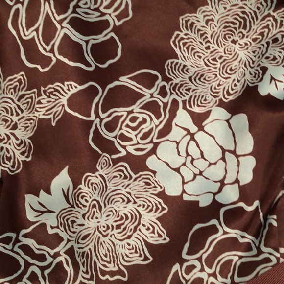 EUC Jessica Howard satiny feel, brown with mint green flowers. Sleeveless sz 14 - Picture 4 of 4
